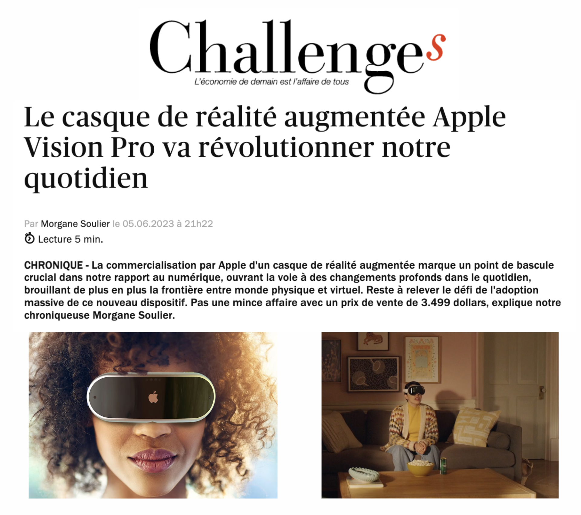 Le casque de réalité augmentée Apple Vision Pro va révolutionner notre quotidien